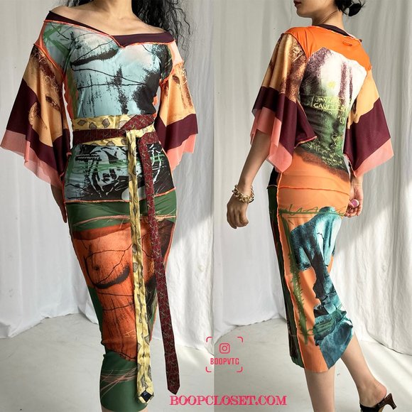 jean paul gaultier Maille kimono style mesh dress - Picture 3 of 12